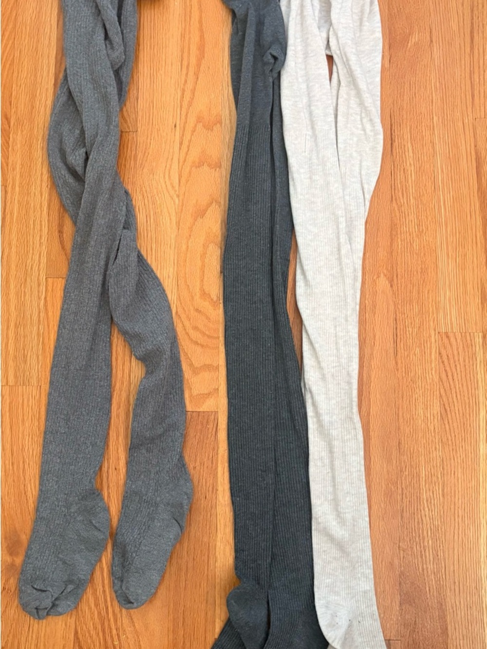 3 for 1 - teen/adult Ribbed Tights - Gray, Light Gray, & cream
